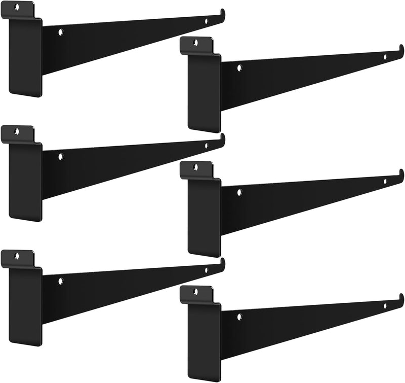 Black Slatwall Shelf Bracket with Lip, 12 & 14 Pack Metal Shelf Brackets