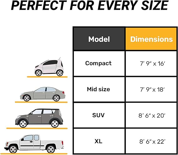 HD Garage Floor Mat for 8.5 Foot x 20 Foot SUV and Truck Size Under Truck with Stay Put Corner and Telescoping Squeegee, Black