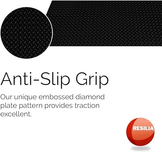 HD Garage Floor Runner & Protector Mat - Slip-Resistant Grip, Embossed Diamond Plate Pattern, Water & Stain Resistant, Black (4 feet x 8 feet)