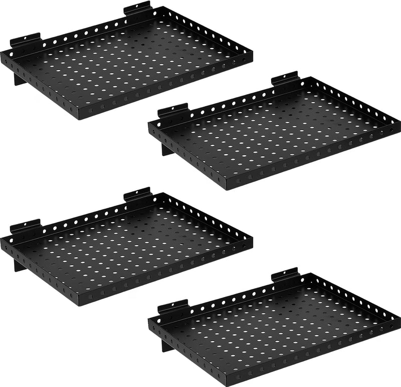 Heavy Duty Slatwall Shelf Steel Slatwall Accessories Storage Rack for Garage, Retail, Workshop (4 Pack)