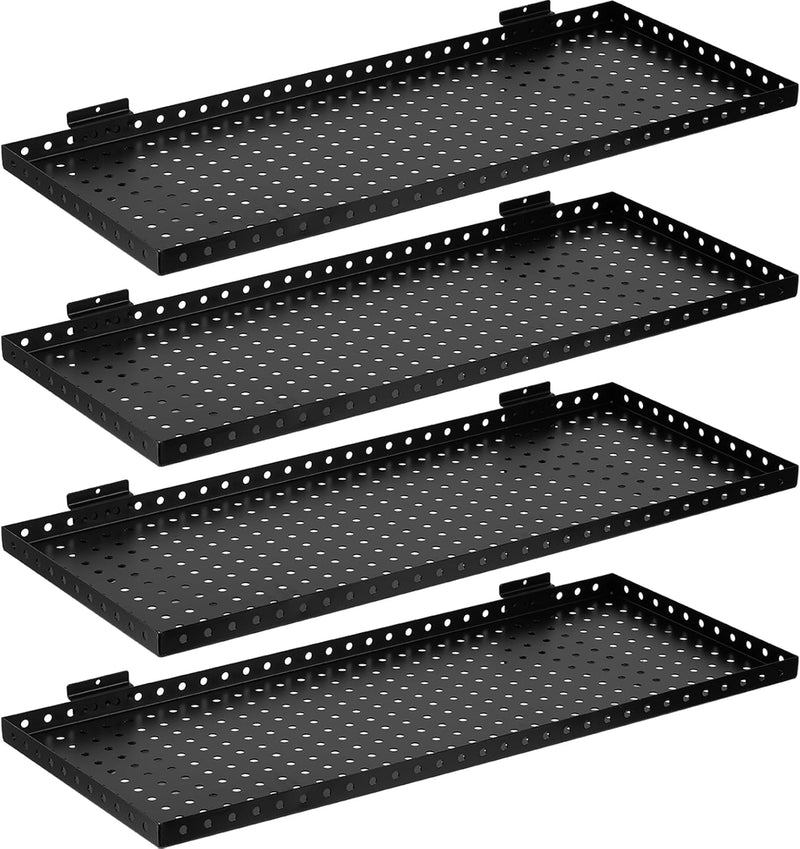 Heavy Duty Slatwall Shelf Steel Slatwall Accessories Storage Rack for Garage, Retail, Workshop (4 Pack)