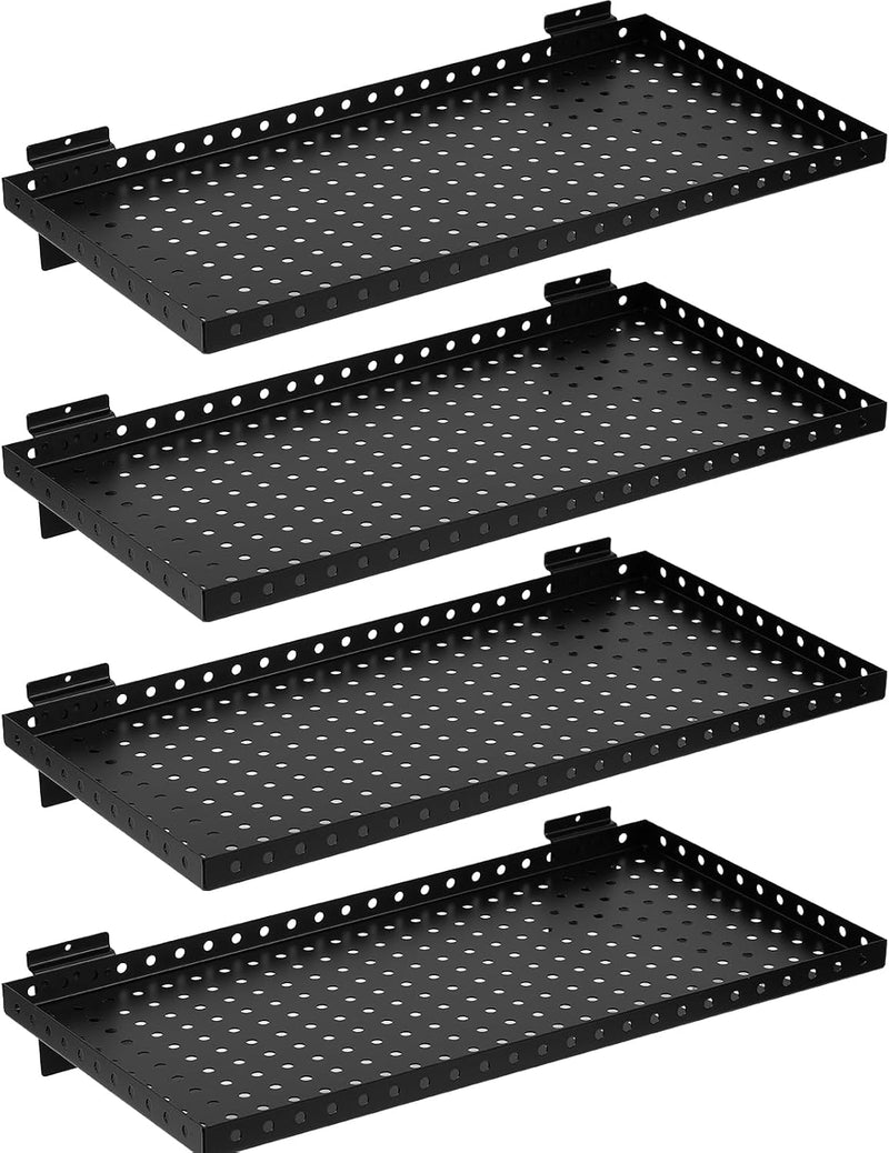 Heavy Duty Slatwall Shelf Steel Slatwall Accessories Storage Rack for Garage, Retail, Workshop (4 Pack)