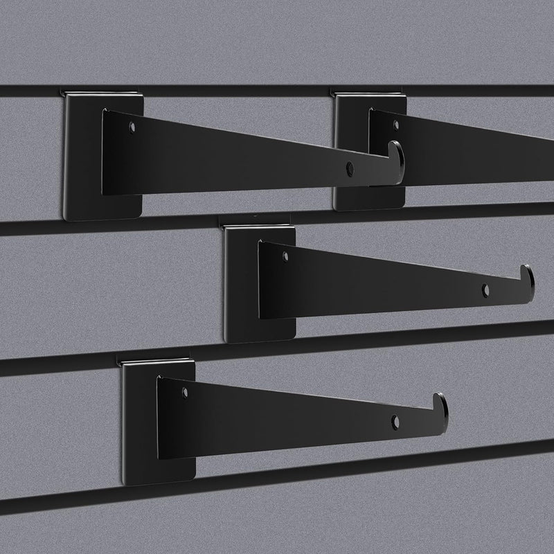 Black Slatwall Shelf Bracket with Lip, 12 & 14 Pack Metal Shelf Brackets