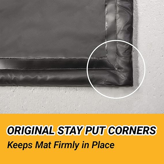HD Garage Floor Mat for 8.5 Foot x 20 Foot SUV and Truck Size Under Truck with Stay Put Corner and Telescoping Squeegee, Black
