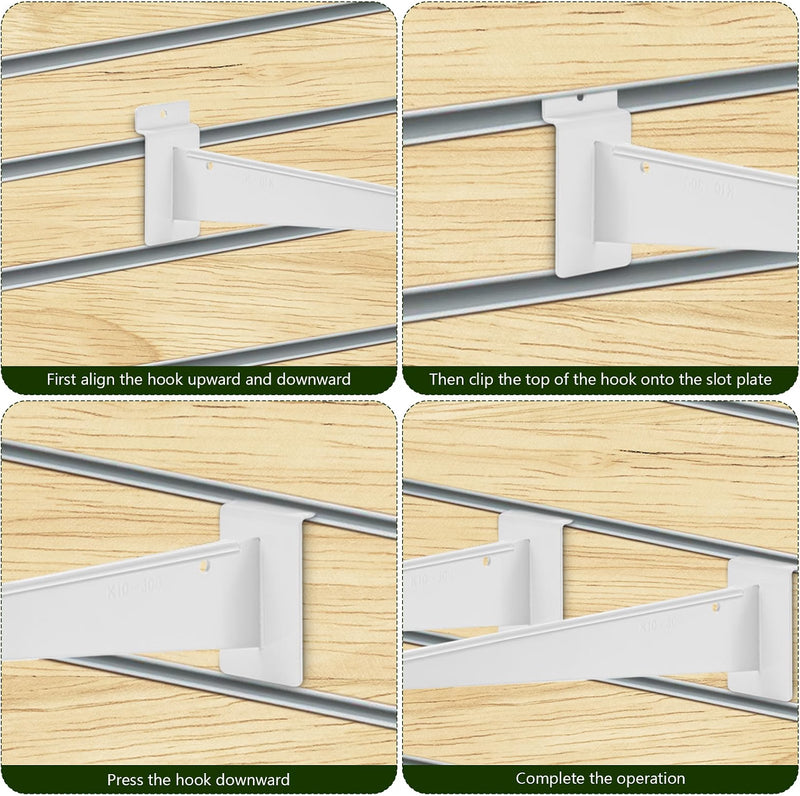 White 12" Slatwall Shelf Bracket with Lip, Heavy Duty Slat Wall Accessories (12 Pack)