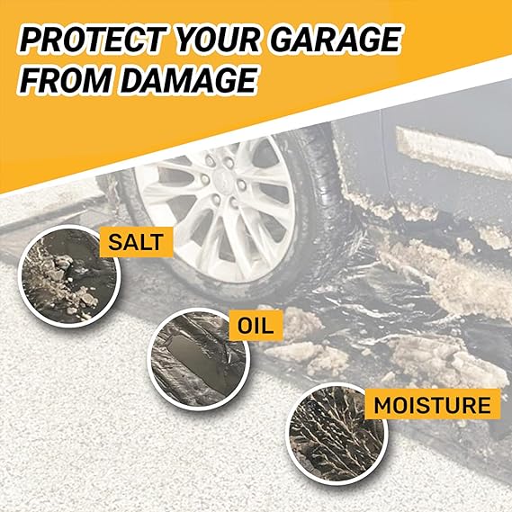 HD Garage Floor Mat for 8.5 Foot x 20 Foot SUV and Truck Size Under Truck with Stay Put Corner and Telescoping Squeegee, Black