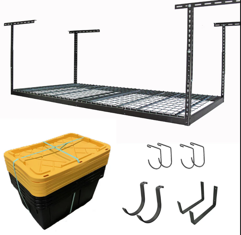 4' x 8' Overhead Garage Storage Bundle w/ 5 Bins (Yellow)