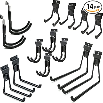 Multi Size Slat Wall Hanging Hooks and Hangers (14 Pack)