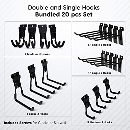Pack of 20 Heavy-Duty Utility Garage Hooks and Hangers