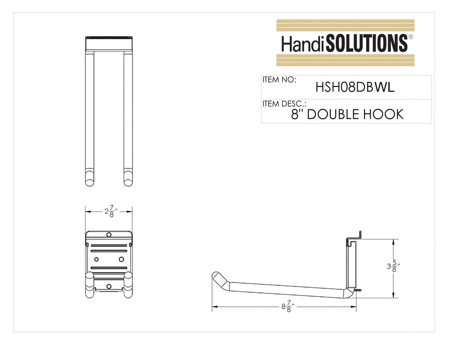 HandiWall 8″ Double Hook